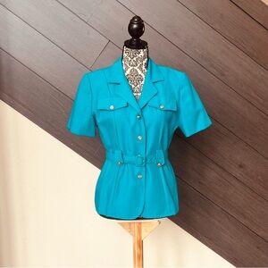 💥🍒VTG 80’s Chelsea‎ Jones Suit Jacket AQUA GREEN/TEAL💥🍒
